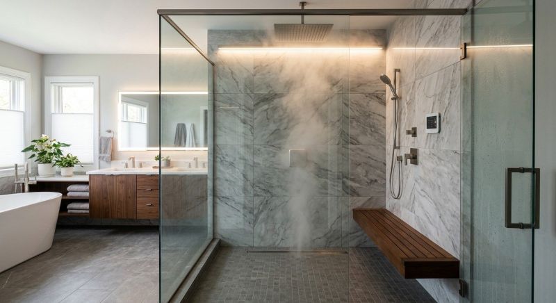 Granite Shower Installation in Belfast, ME